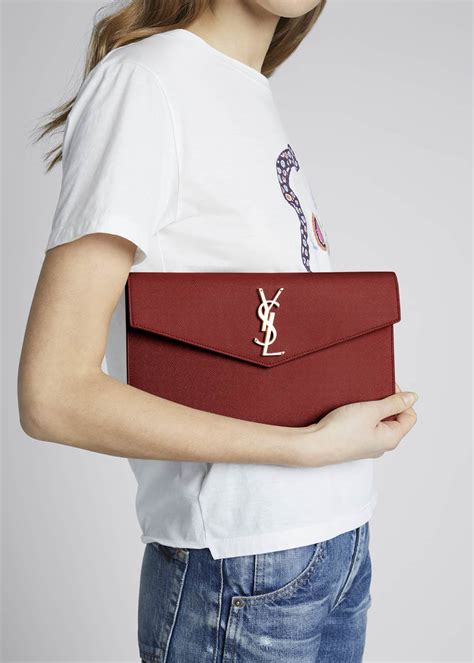 ysl monogram envelope beige|UPTOWN pouch in grain de poudre leather .